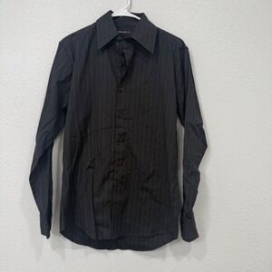 Thirty Six Red Mens Small Black Pinstripe Long Sleeve Button Down Dress Shirt